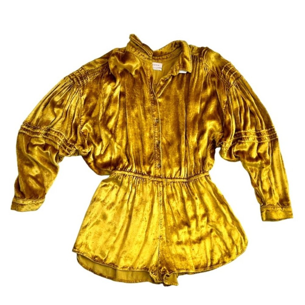 Urban Outfitters Gold Velvet New Moon Romper size L